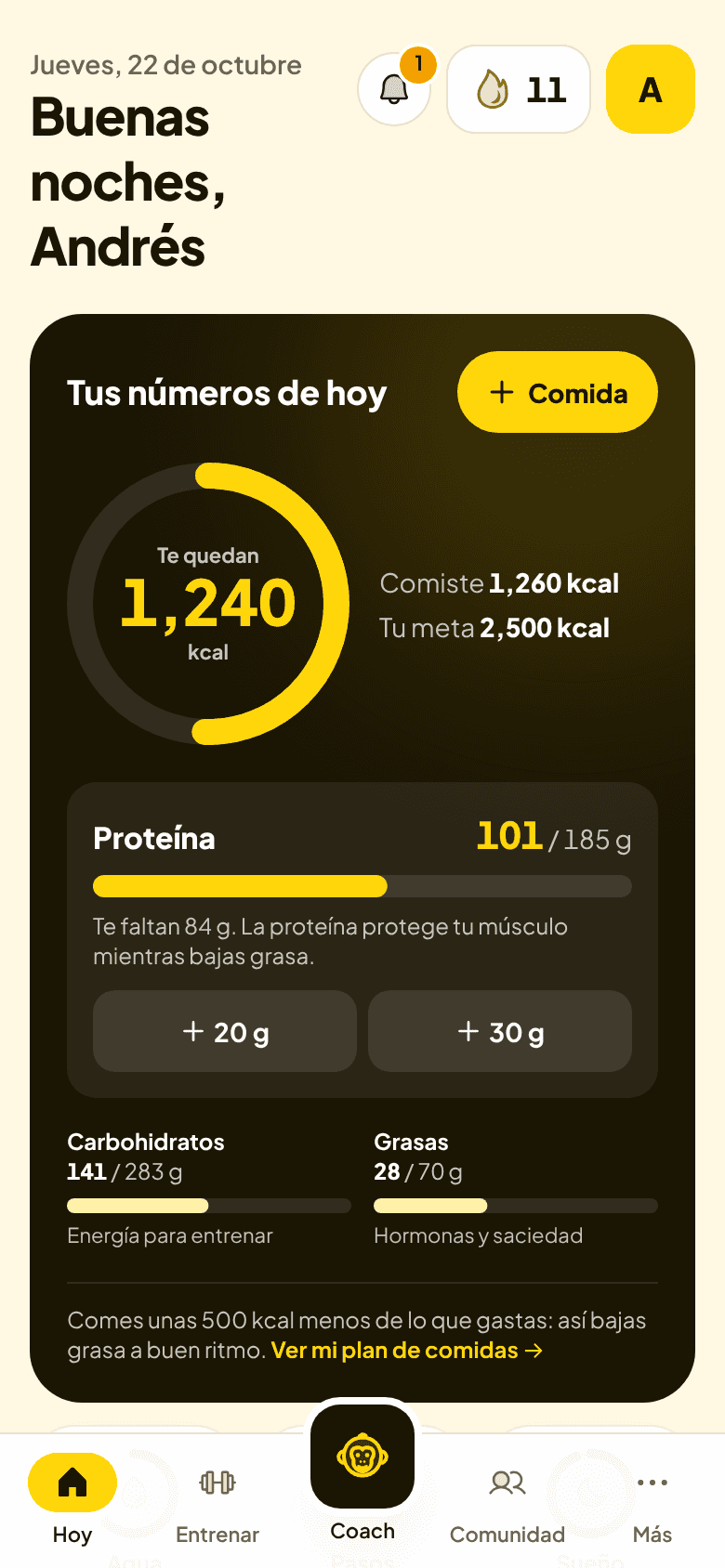 Pantalla Hoy de Banana Burn con la rutina del día y la racha
